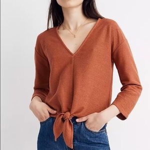 Madewell textured tie front shirt